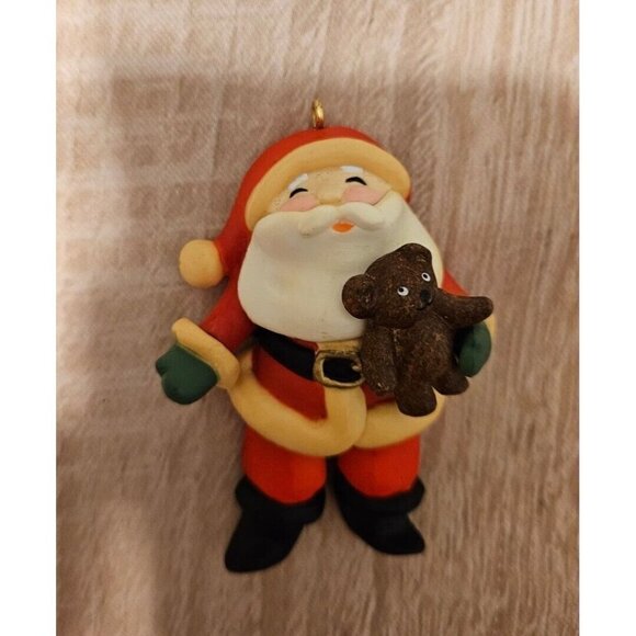 Vintage Santa With Teddy Bear Christmas Collectibles Ornament By Russ - Picture 1 of 5